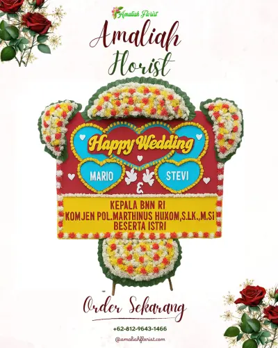 Karangan Papan Bunga Pernikahan di Saga
